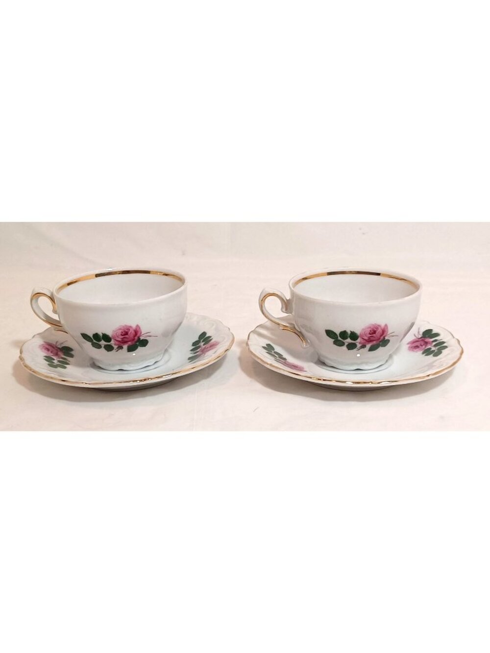 VTG Winterling Roslau Pink Roses Demitasse Tea Cups Saucers Set Bavaria Germany